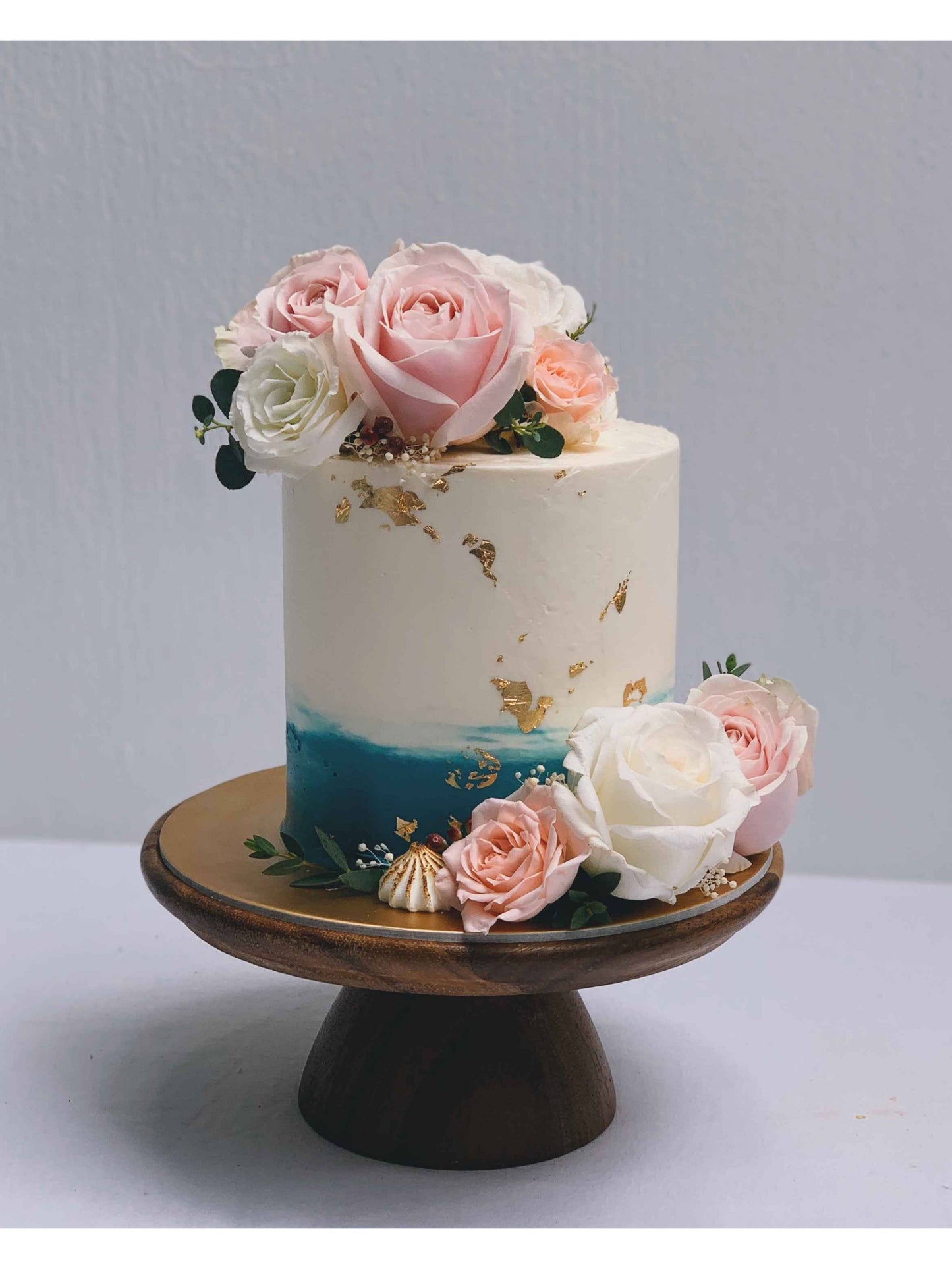 Blue Watercolour Floral Cake Singapore | Sarah’s Loft