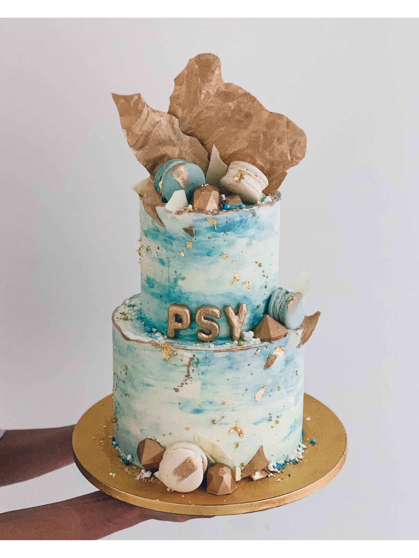 Light Blue Jewel Watercolour Cake Singapore | Sarah’s Loft