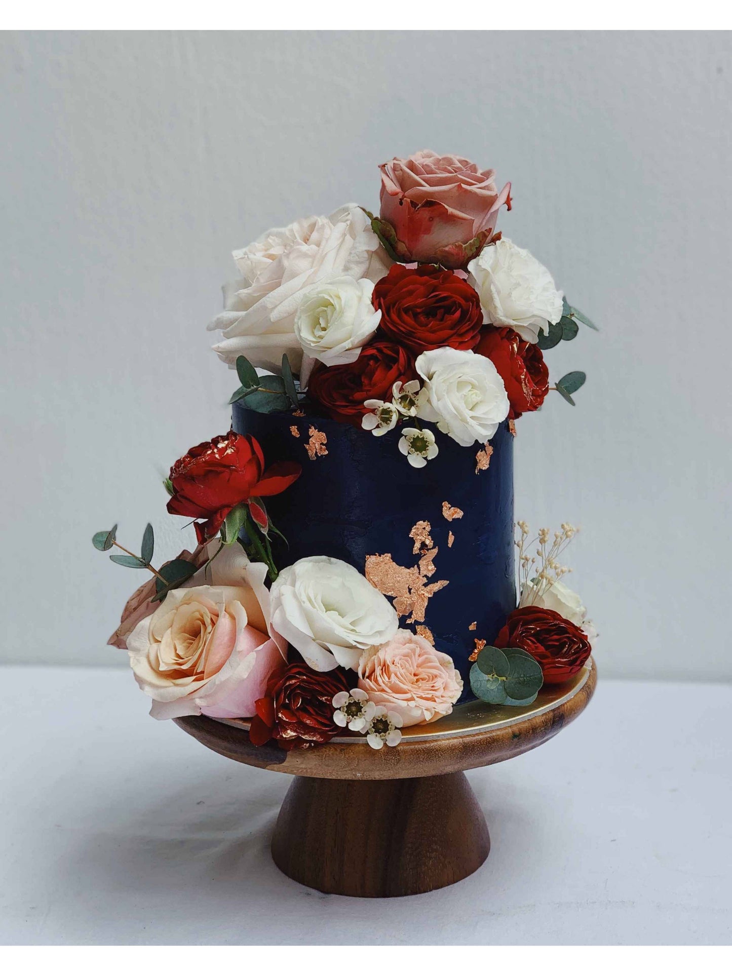 Navy Rose Gold Floral Cake Singapore | Sarah’s Loft