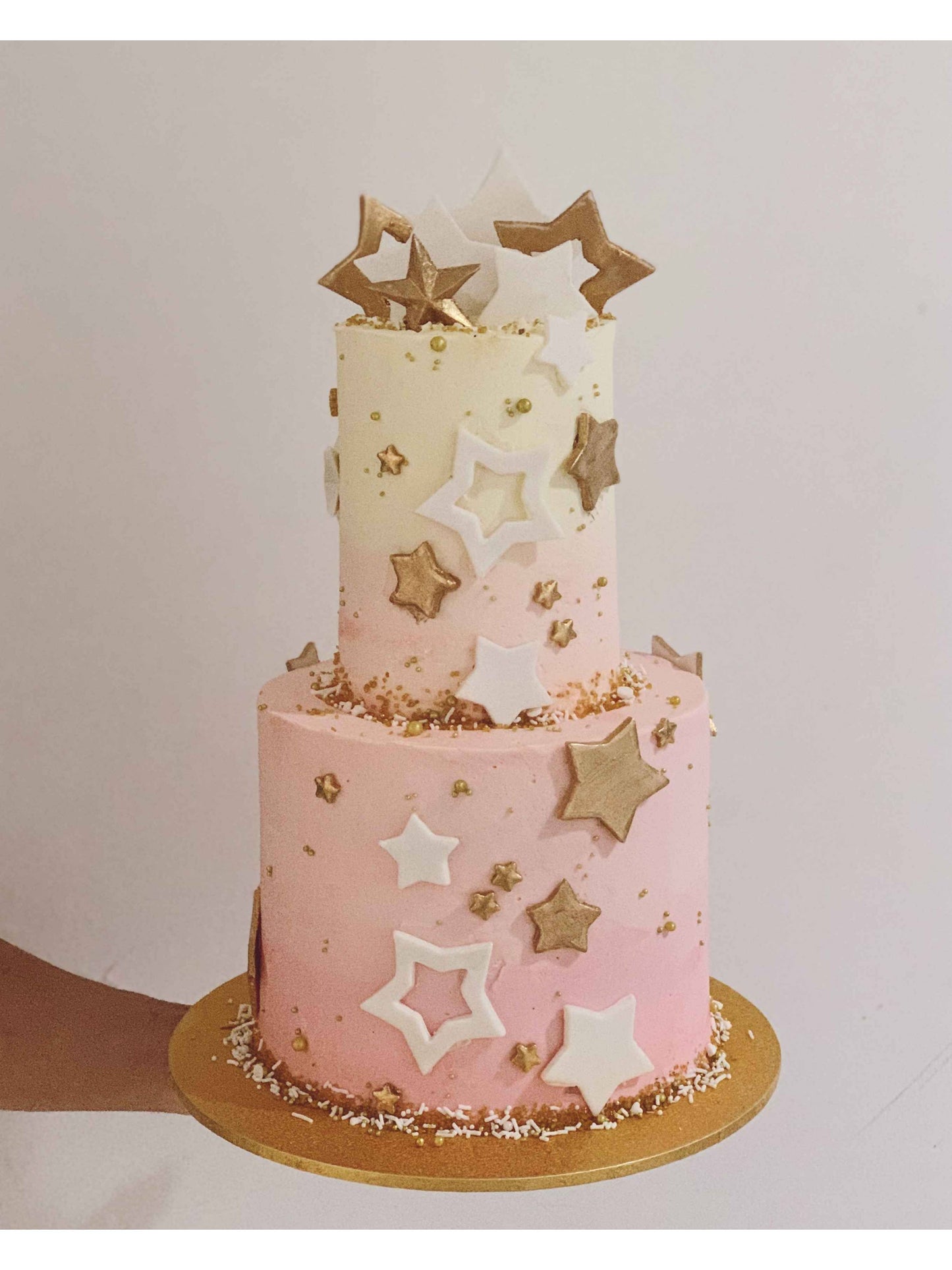 Two Tier Soft Pink Starry Cake Singapore | Sarah’s Loft