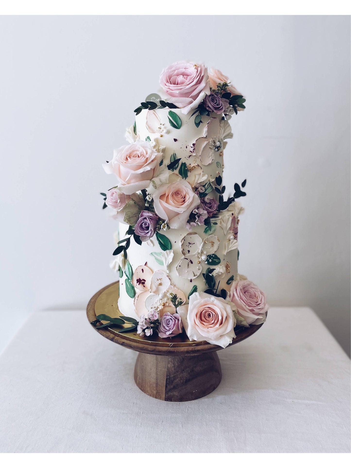 Two Tier Hand-Painted Floral Cake Singapore | Sarah’s Loft