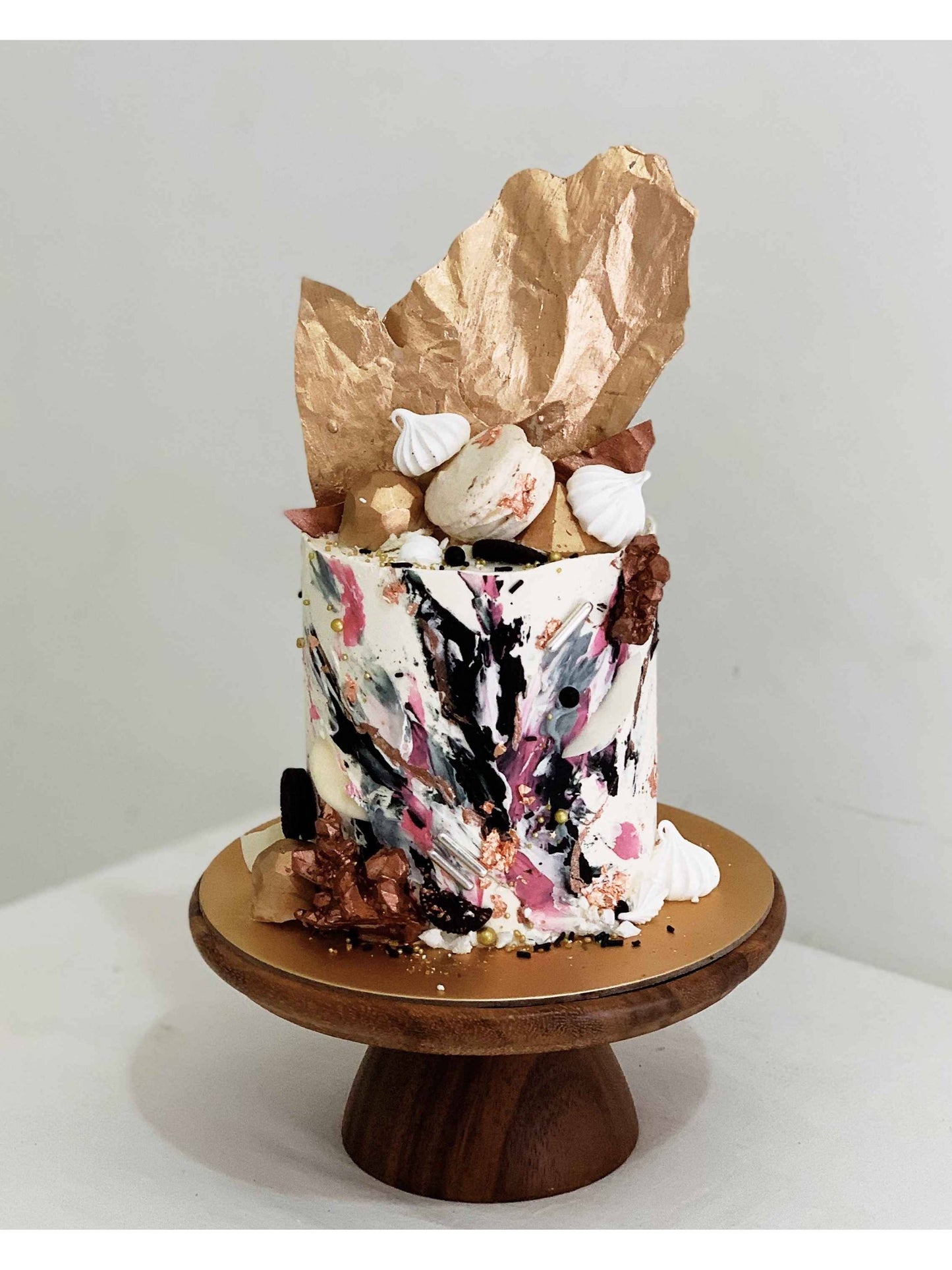 Luxury Cake Singapore | Abstract Magenta Black Gold Cake | Sarah’s Loft