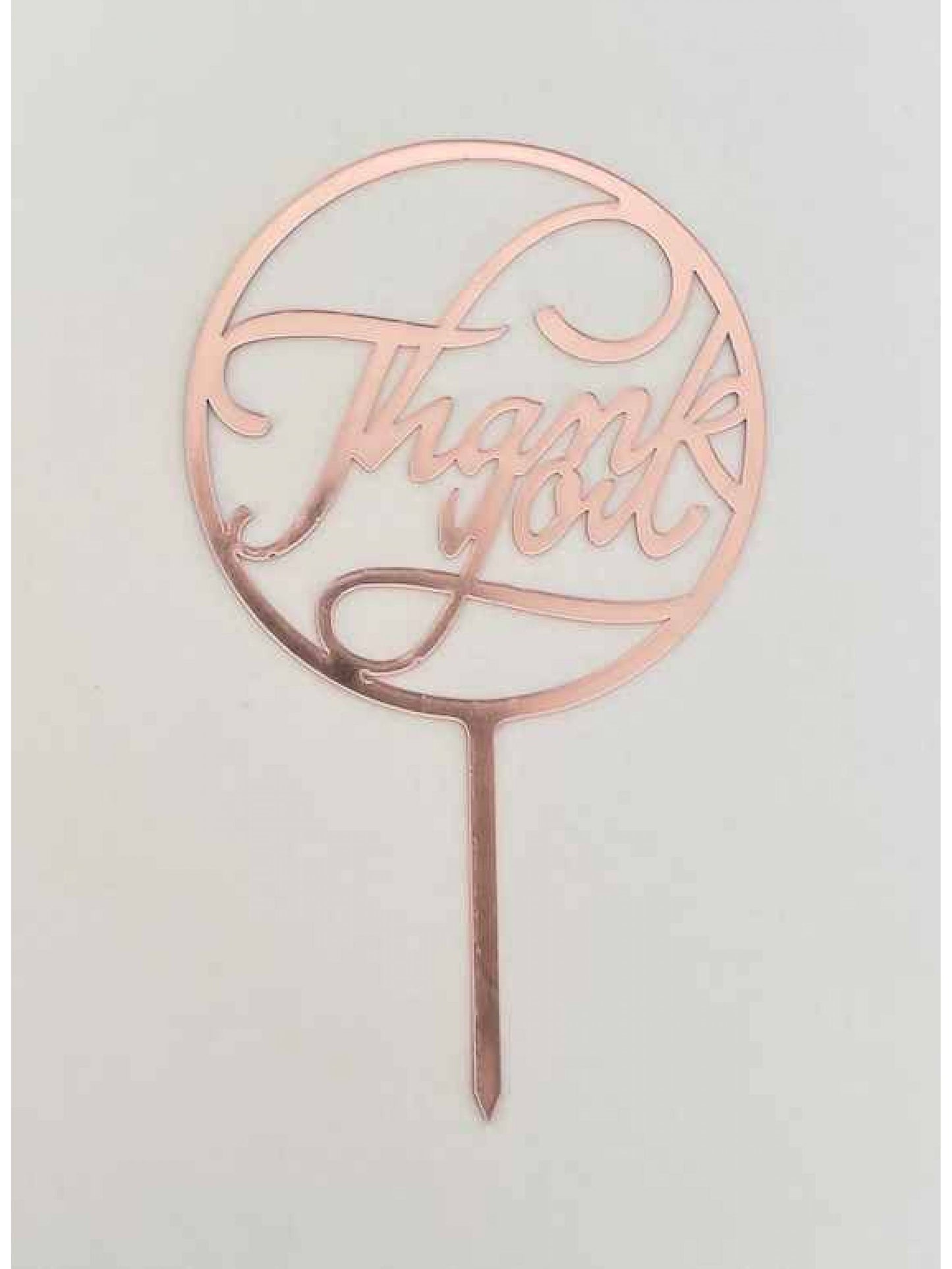 "Thank you" Metallic Pink Round Topper
