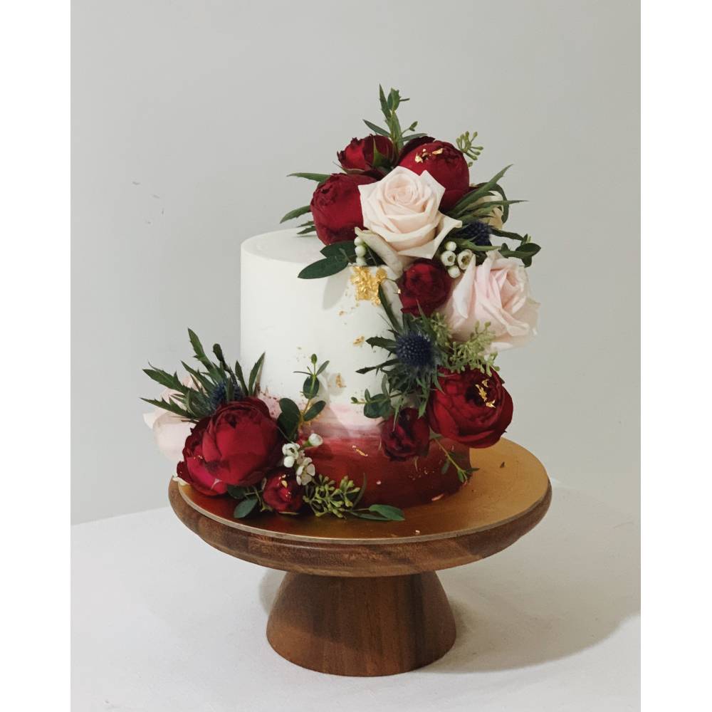 F14. Ombre Maroon Floral Cake