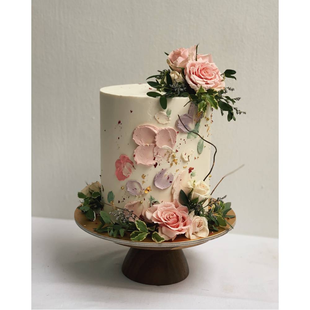 F33. Abstract Garden Floral Cake
