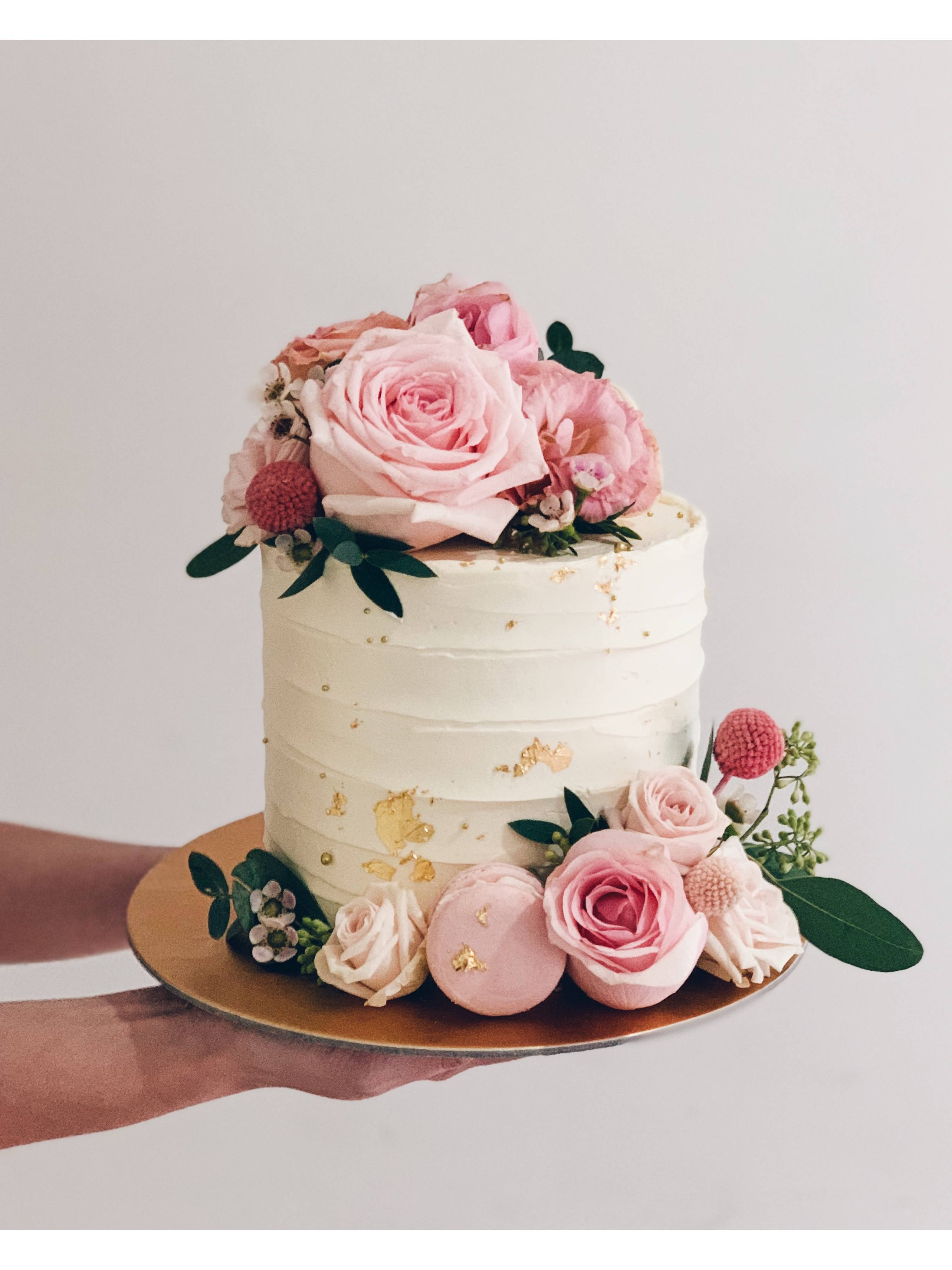 F4. Textured Pink Floral Cake