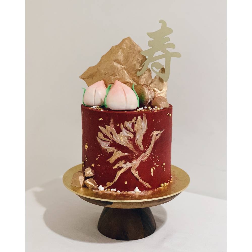 L3. Red Gold Crane Longevity Cake