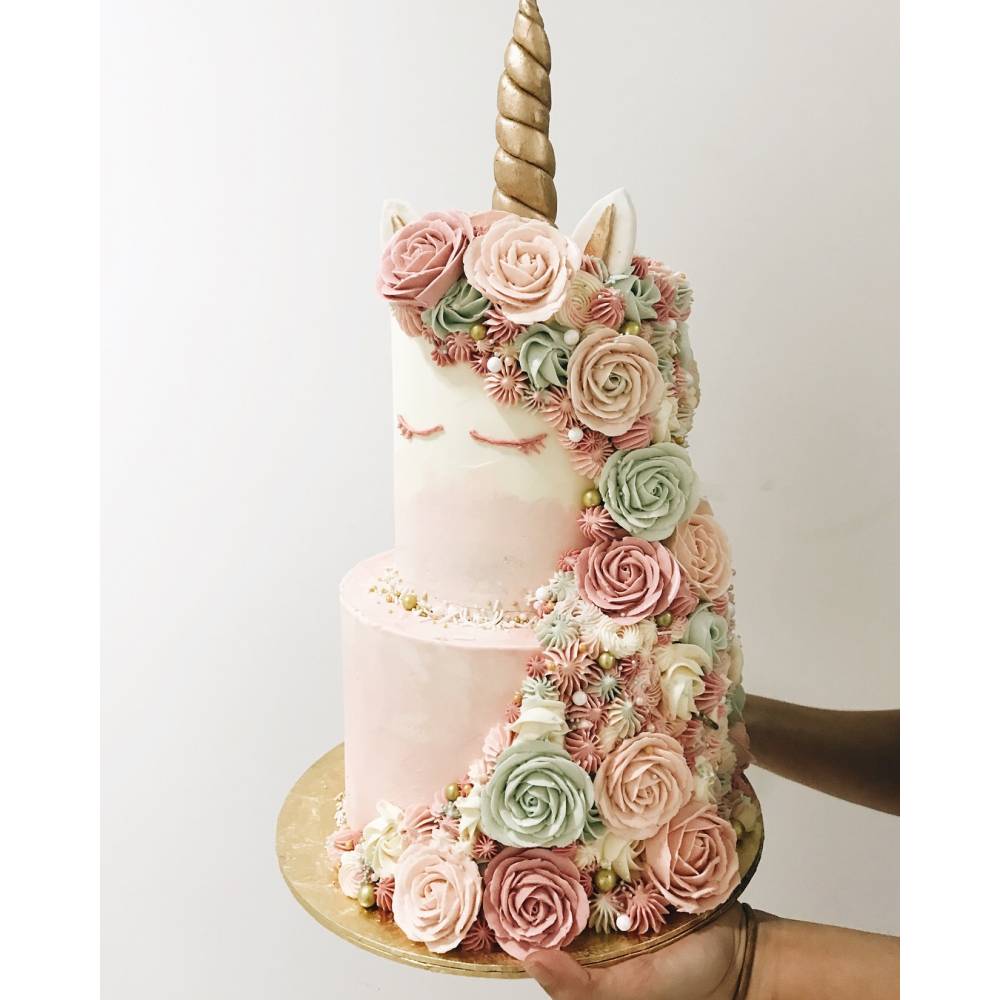 U6. Mint Pink Unicorn Cake