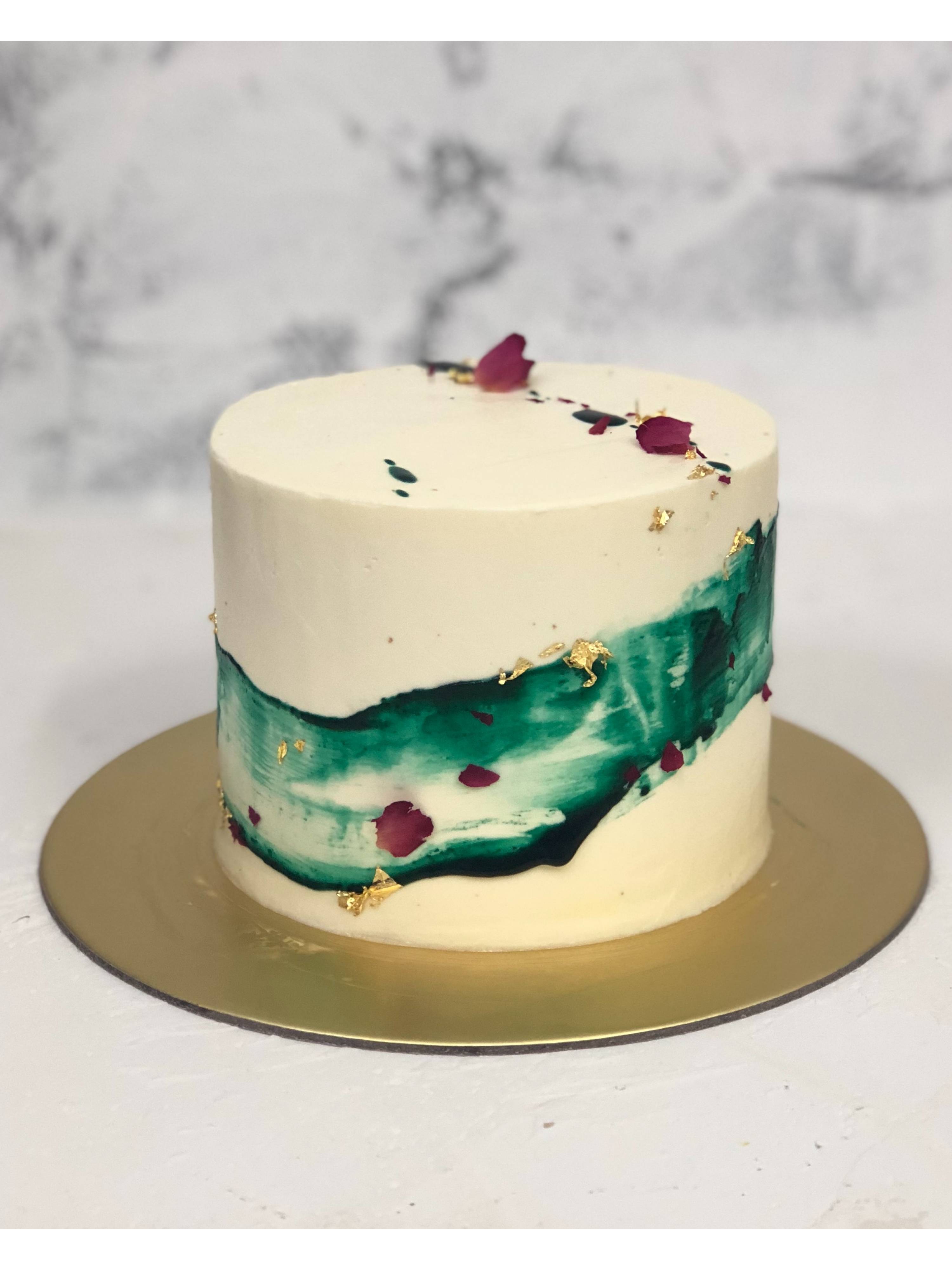 W12. Abstract Jade Watercolour Cake