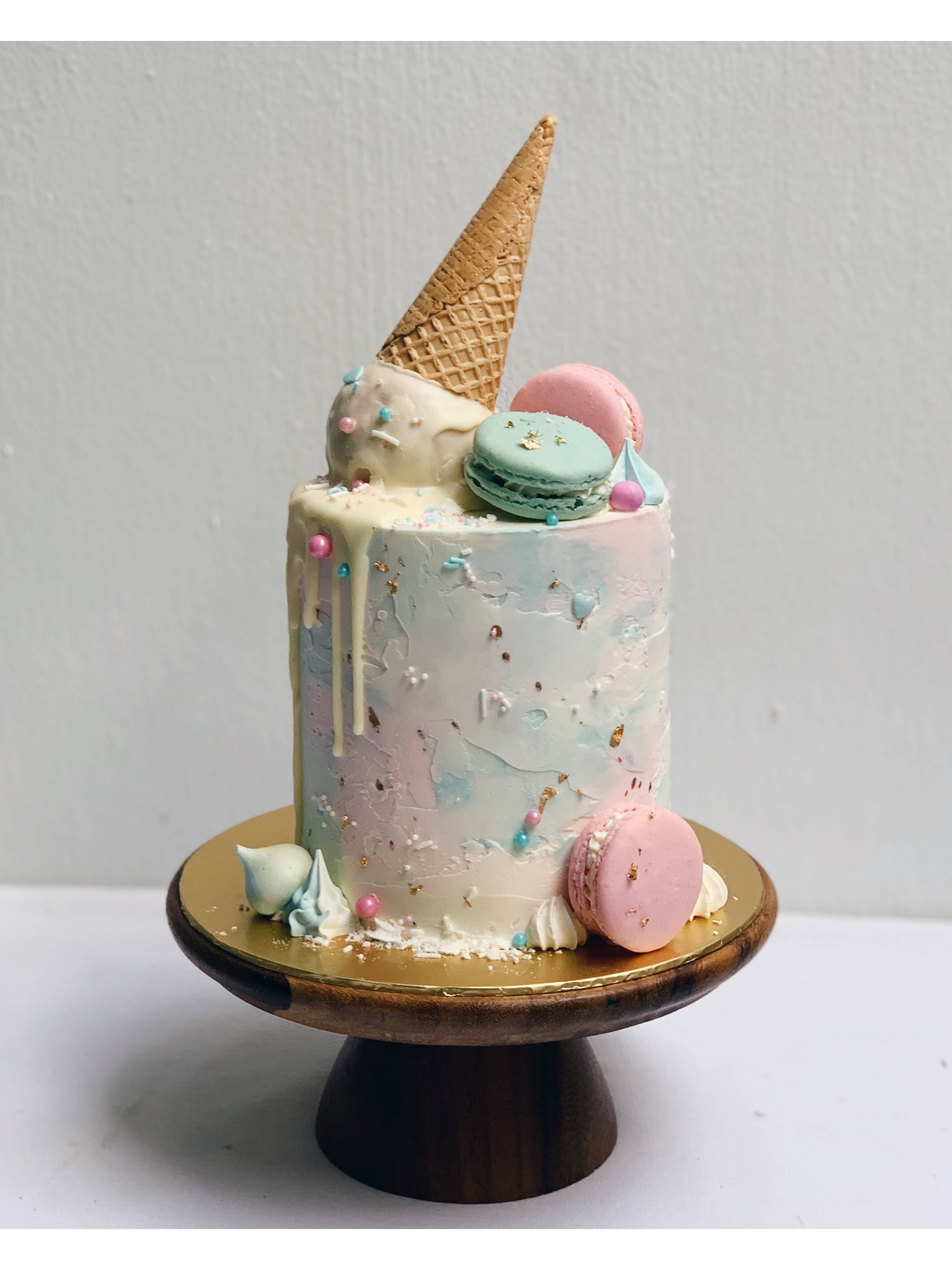 W16. Ice Cream Cone Watercolour Cake