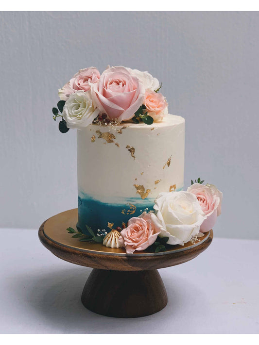 Blue Watercolour Floral Cake Singapore | Sarah’s Loft