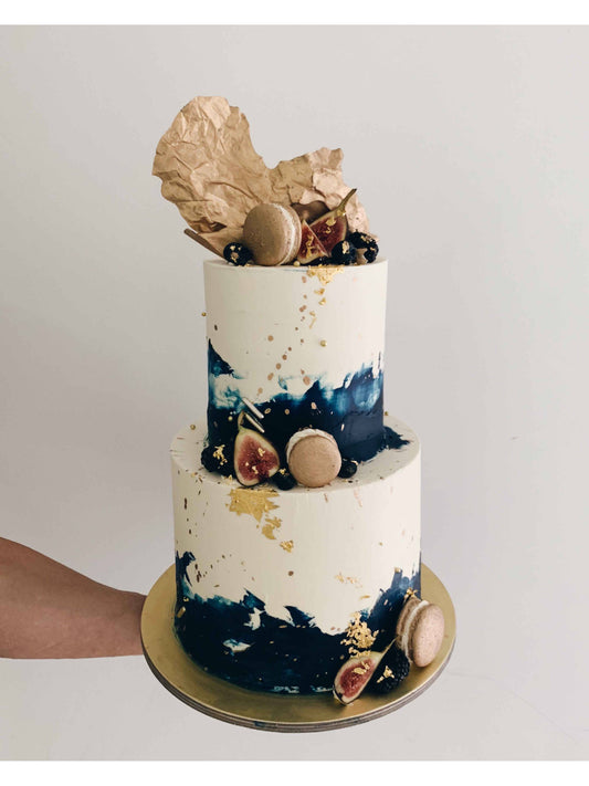 Navy Gold Two Tier Cake Singapore | Sarah’s Loft