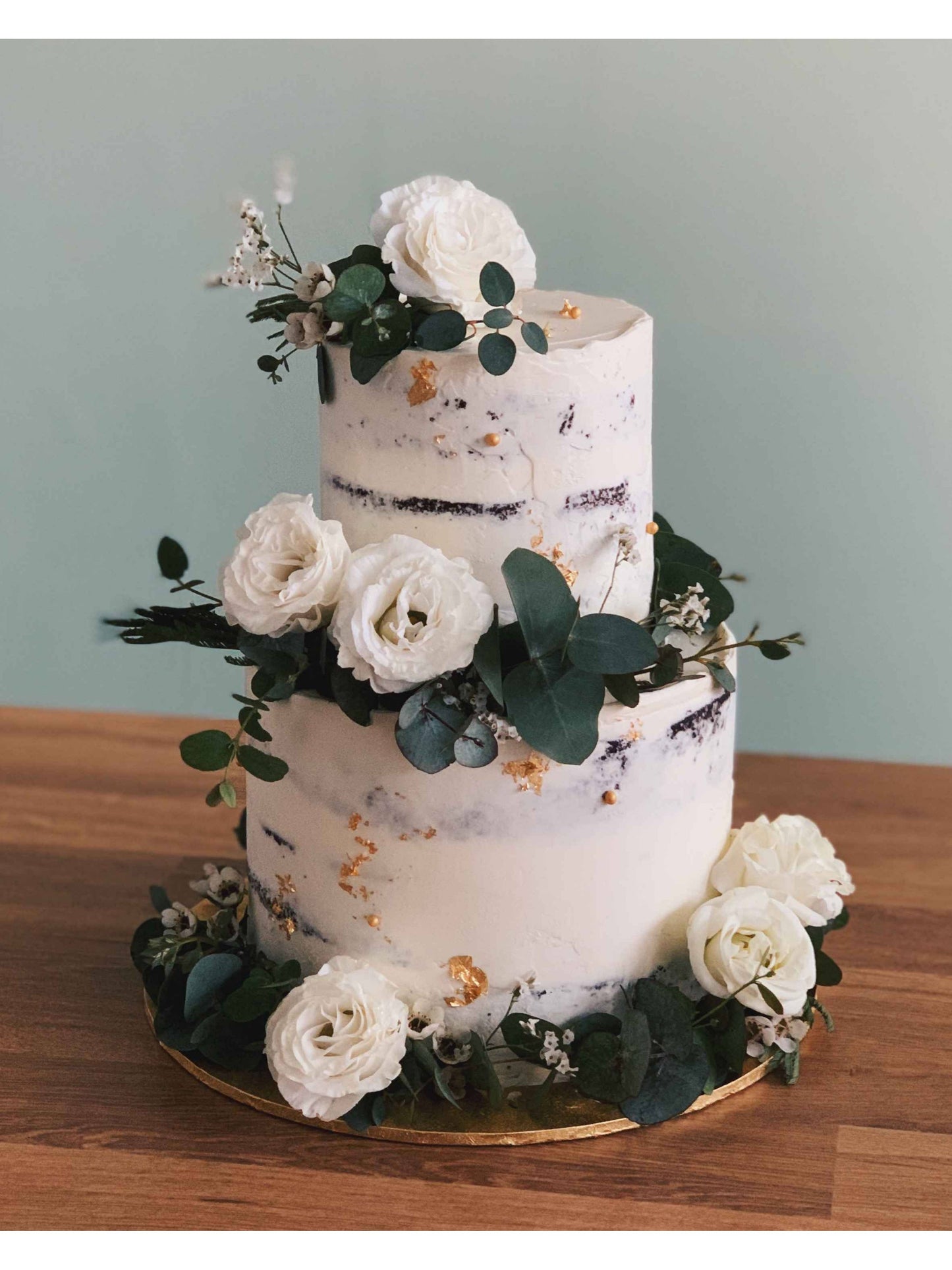 Two Tier White Rustic Floral Cake Singapore | Sarah’s Loft