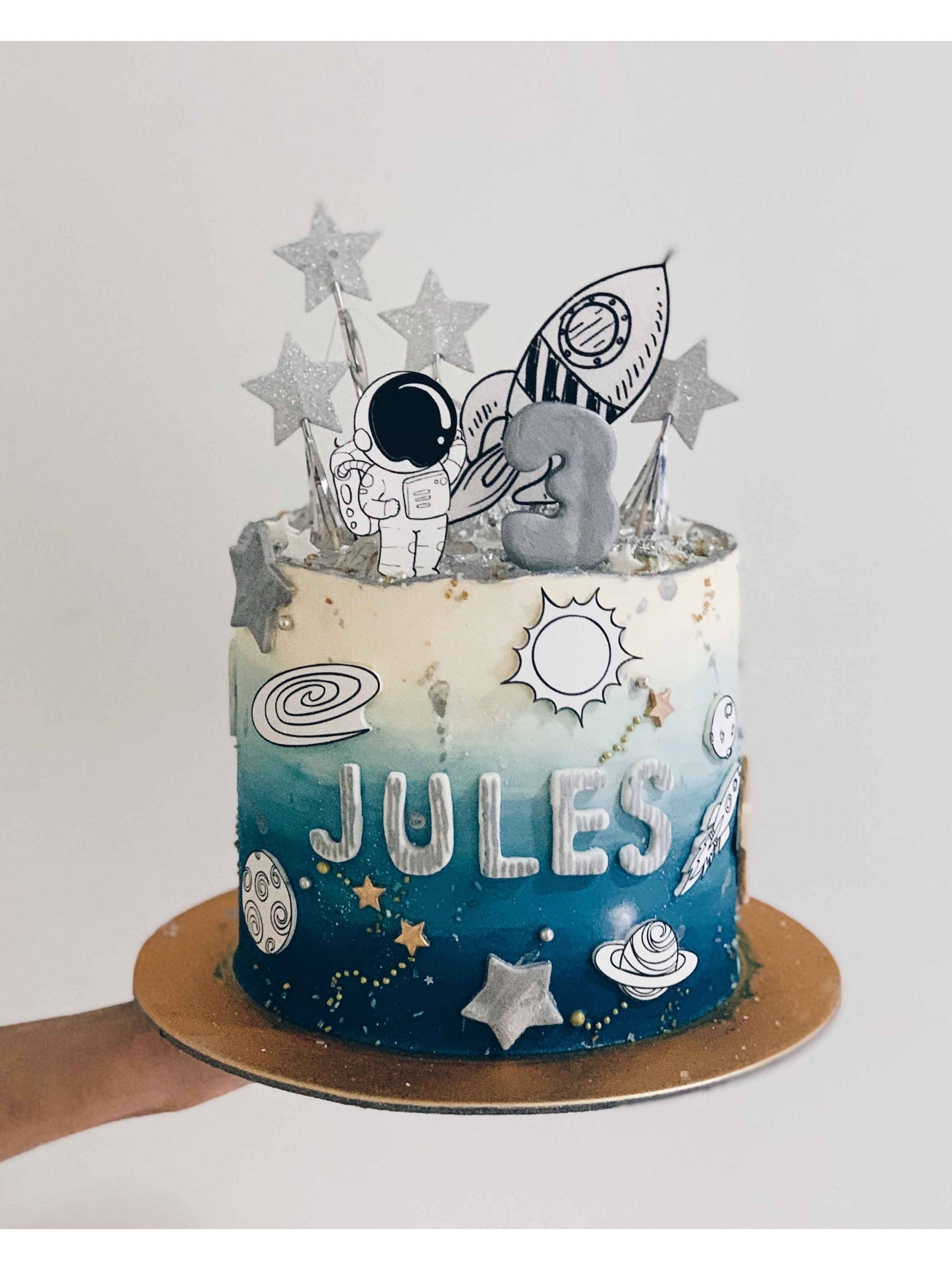 Doodle Astronaut Cake Singapore | Space Theme Cake | Sarah’s Loft