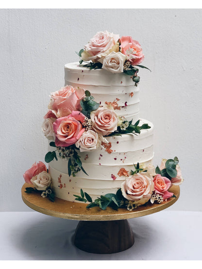 Two Tier Dusty Pink Rose Gold Floral Cake Singapore | Sarah’s Loft