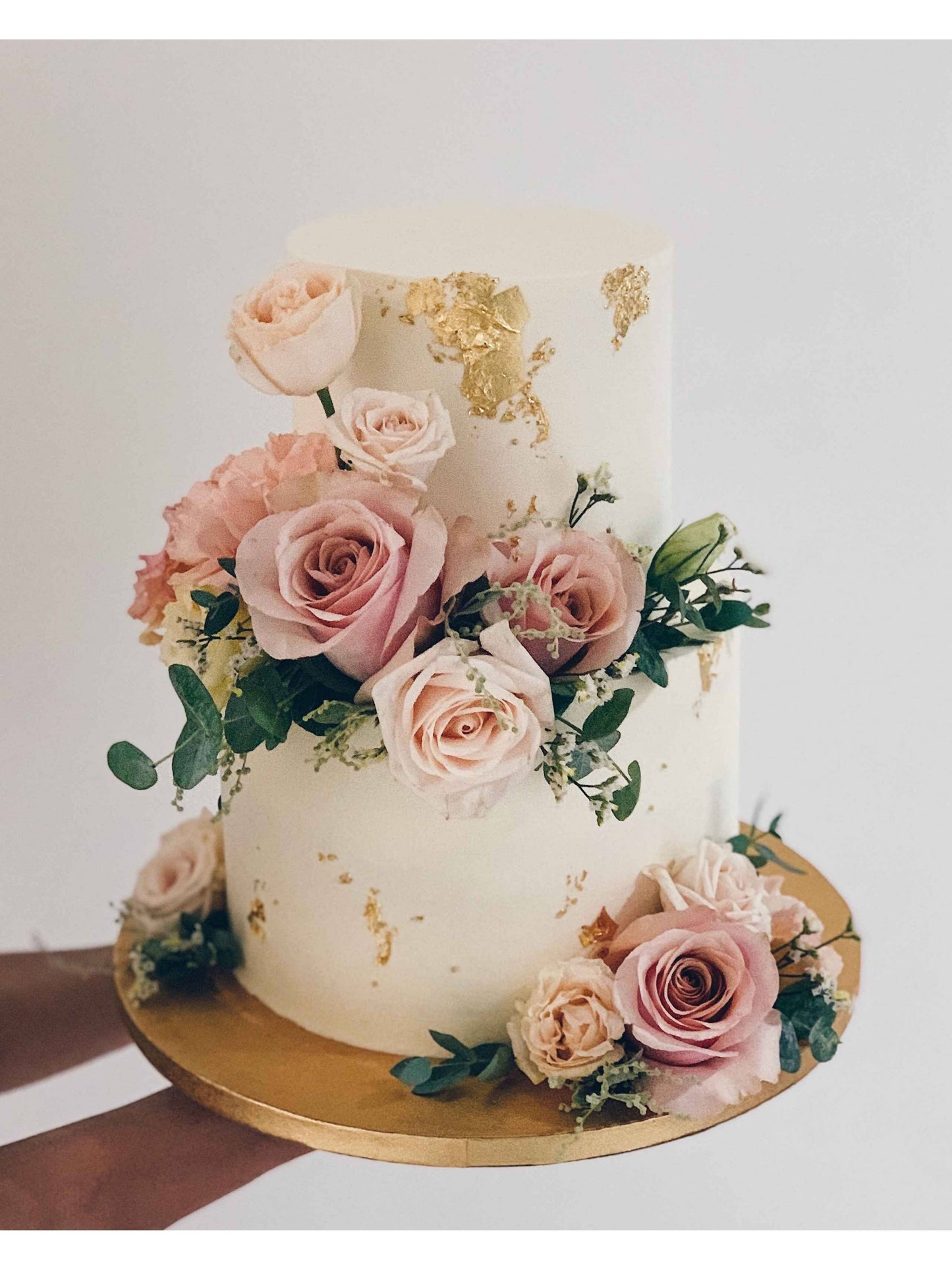 Two Tier Dusty Pink Floral Cake Singapore | Sarah’s Loft