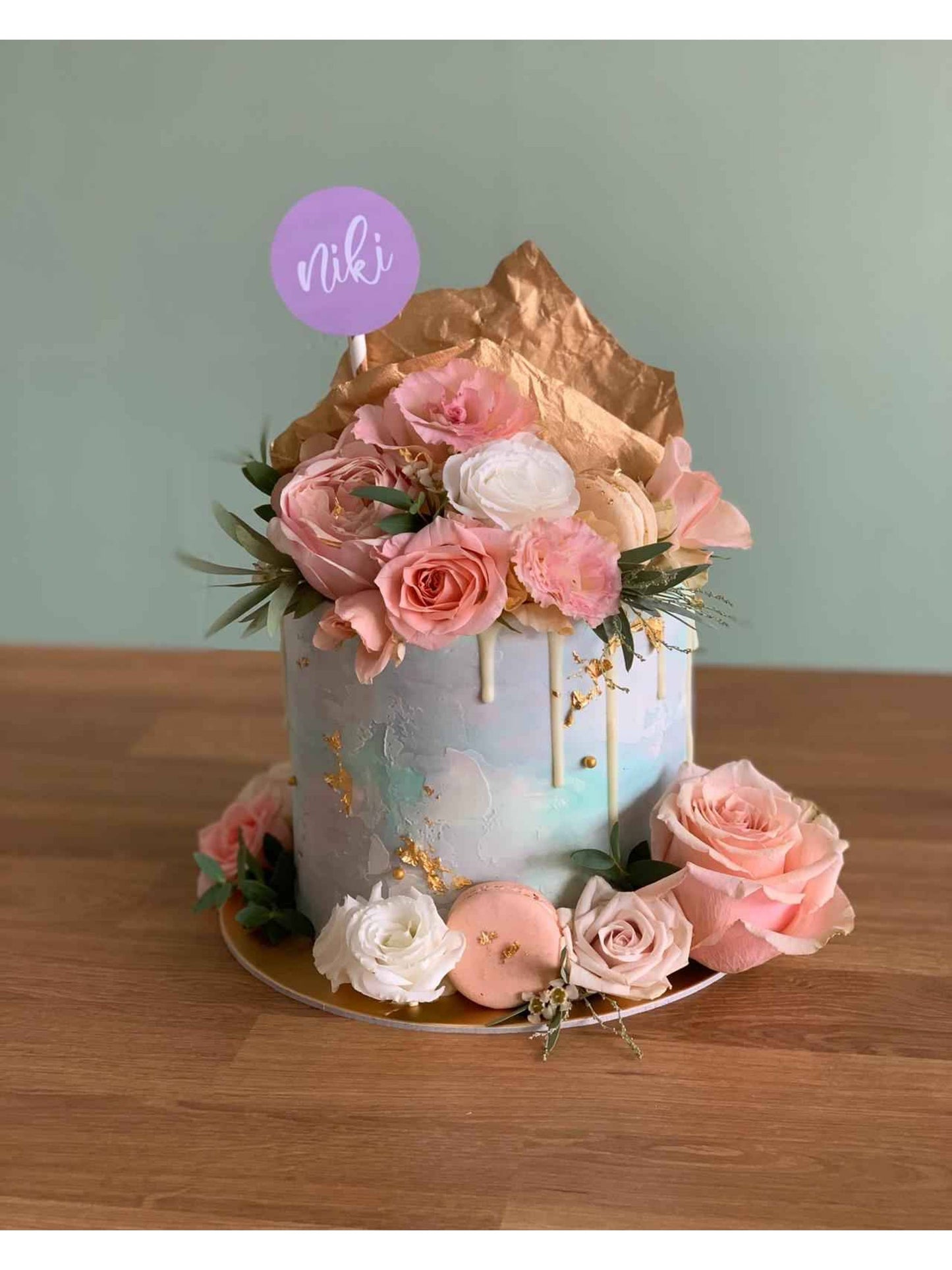 Blue Watercolour Floral Cake Singapore | Sarah’s Loft