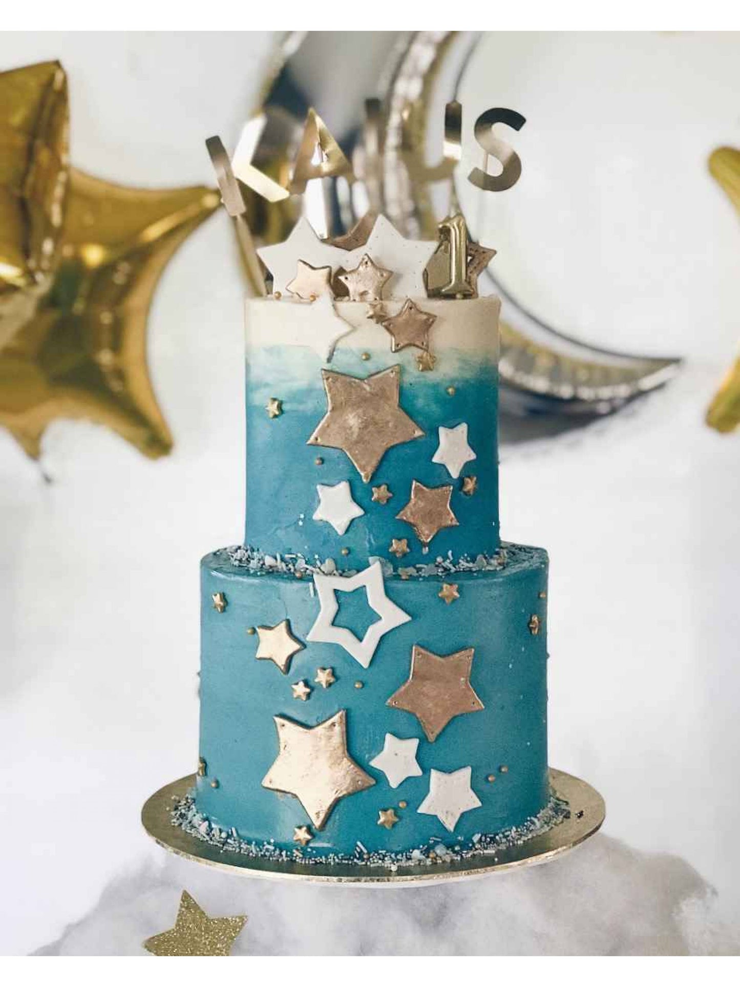 Two Tier Blue Starry Cake Singapore | Sarah’s Loft