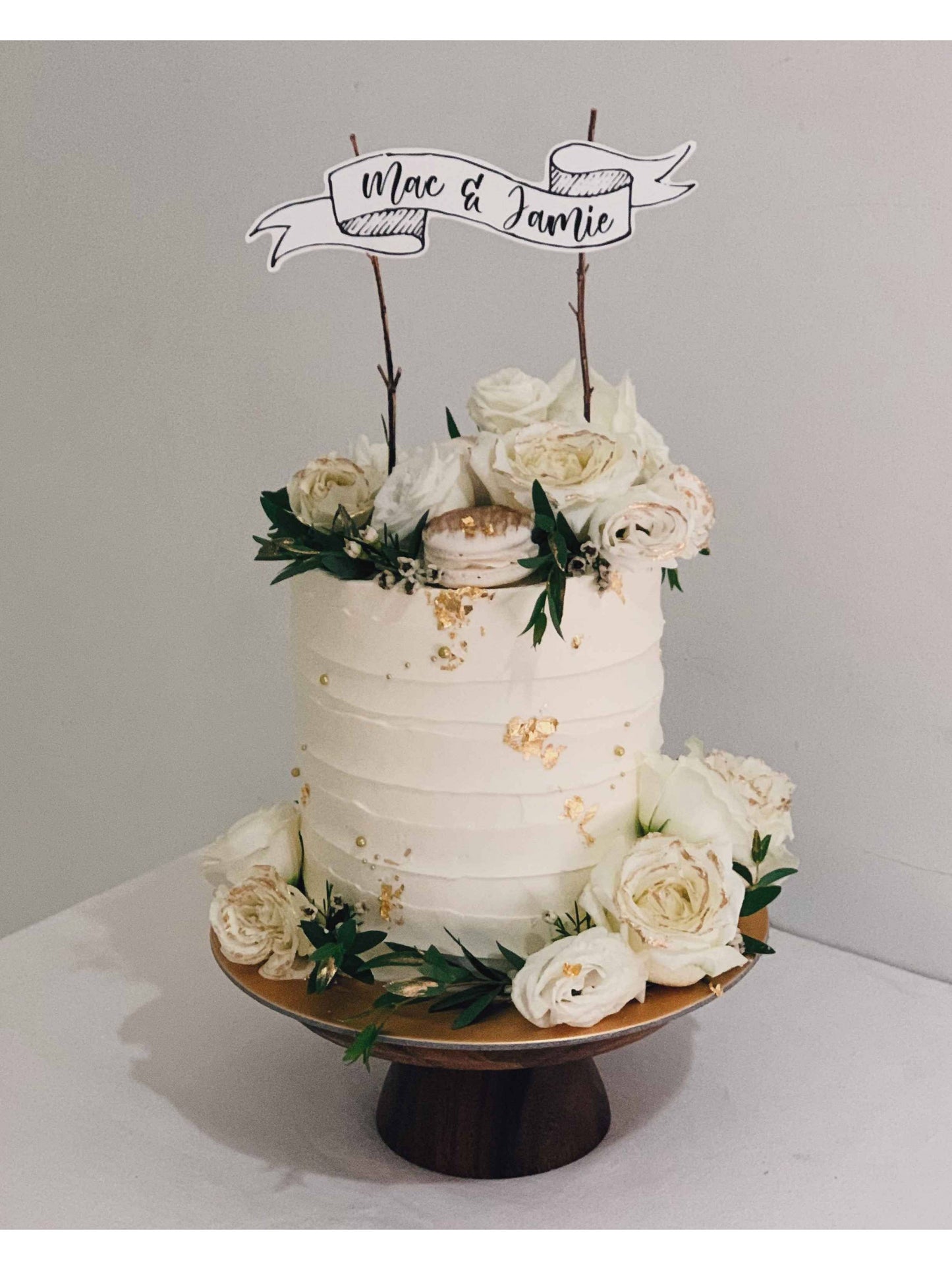 White Gold Floral Cake Singapore | Sarah’s Loft