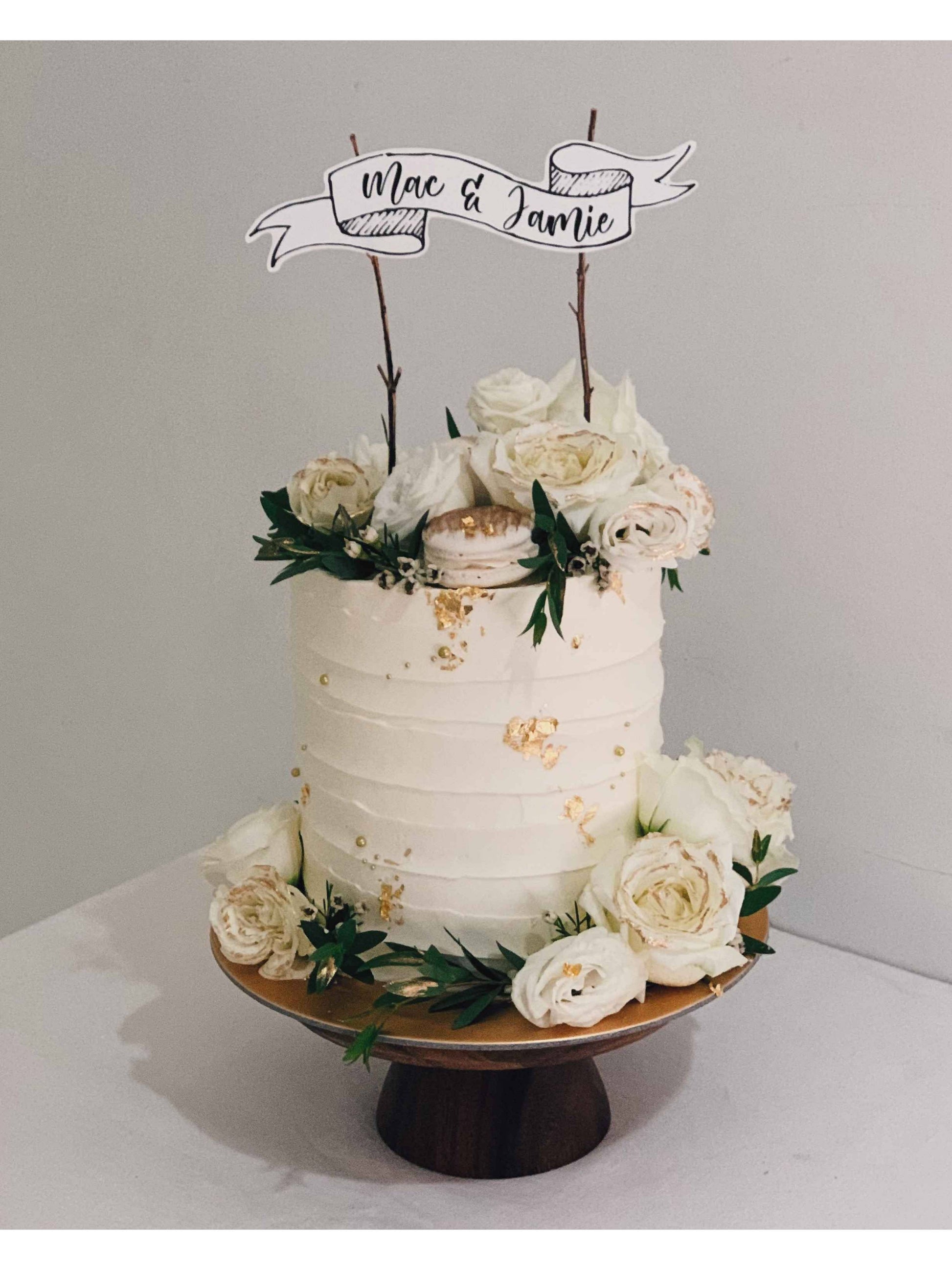 White Gold Floral Cake Singapore | Sarah’s Loft