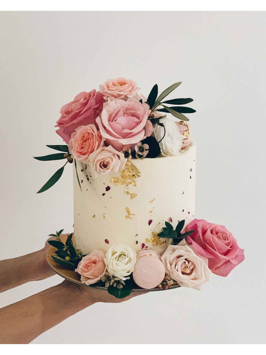 Dark Pink Peach Floral Cake Singapore | Sarah’s Loft