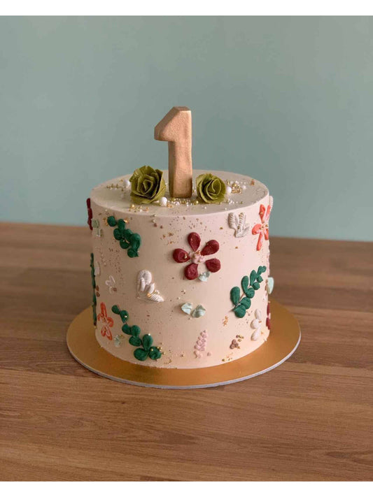 Blush Floral Abstract Cake | Custom Birthday Cake Singapore l Sarah's Loft