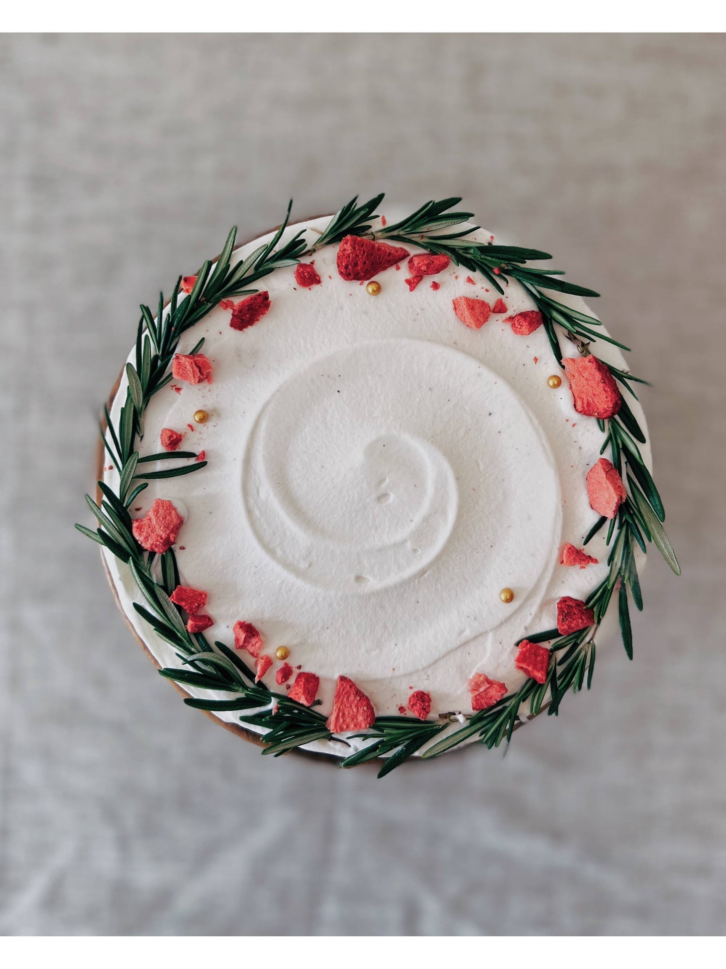 Top view Strawberry shortcake with fresh cream  – Sarah’s Loft Singapore