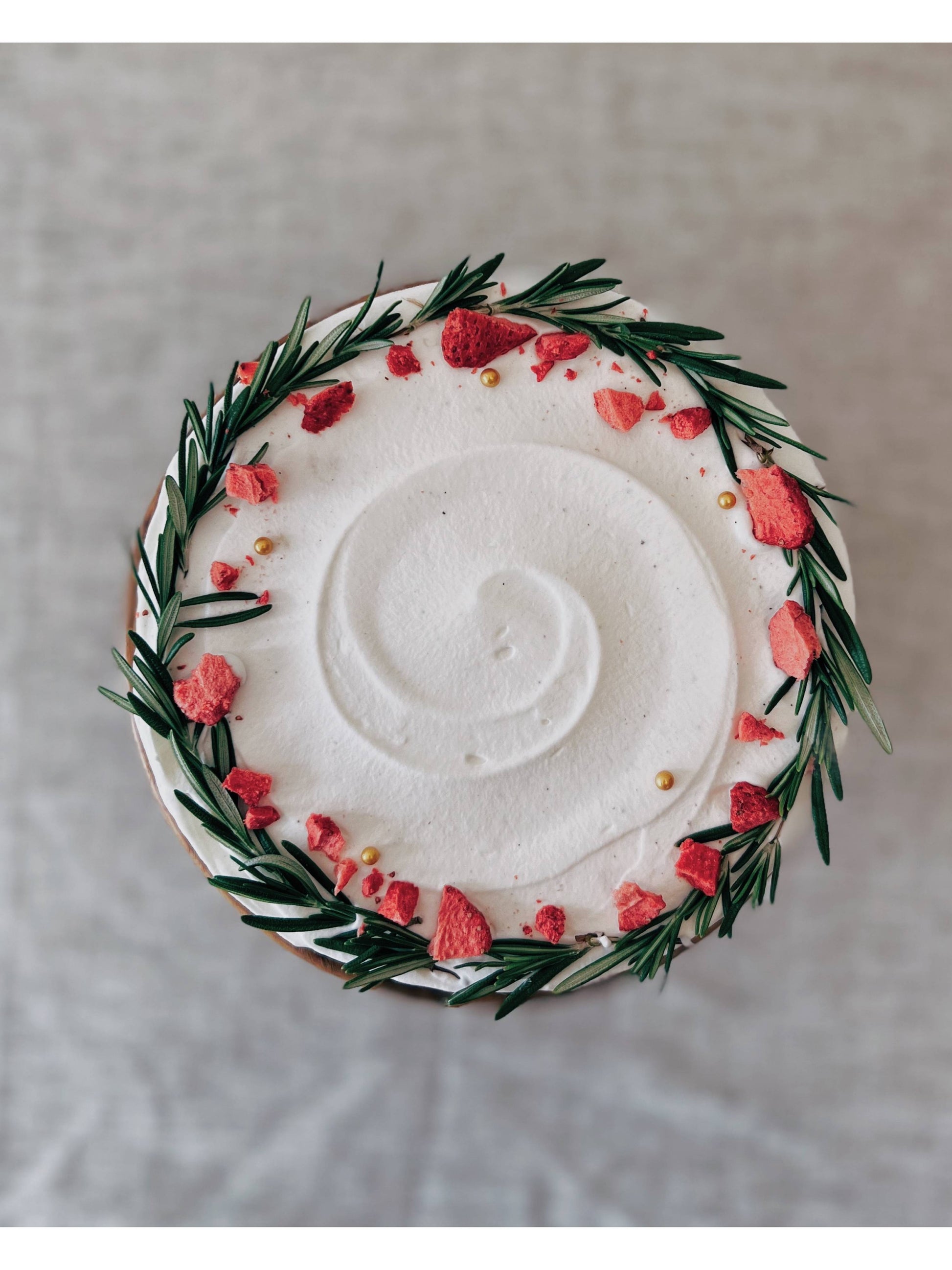 Top view Strawberry shortcake with fresh cream  – Sarah’s Loft Singapore