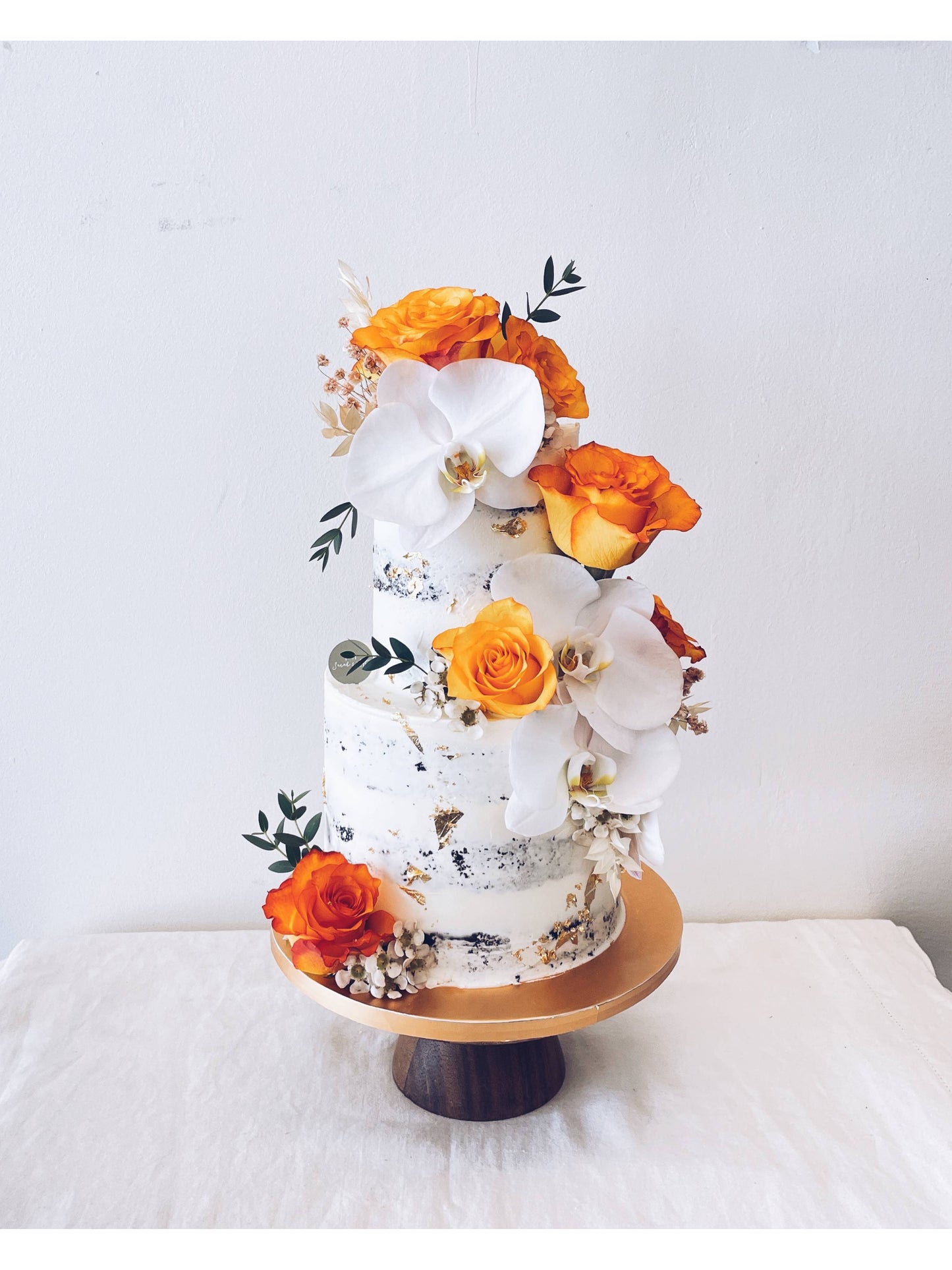 Two Tier White Phalaenopsis Orchid Cake Singapore | Sarah’s Loft