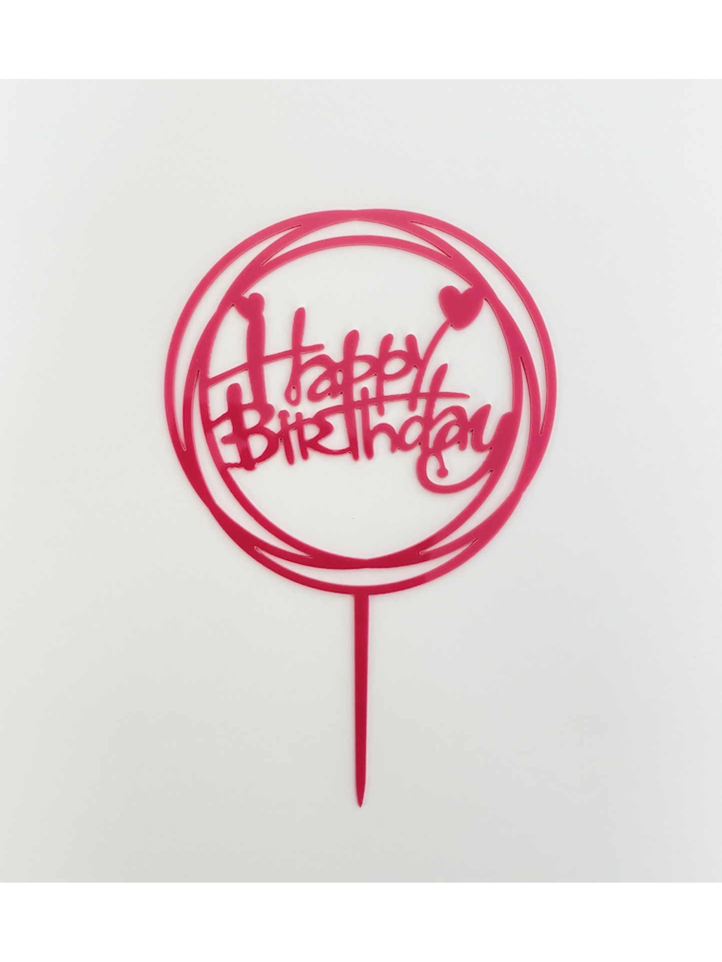 "Happy Birthday" Pink Round Topper
