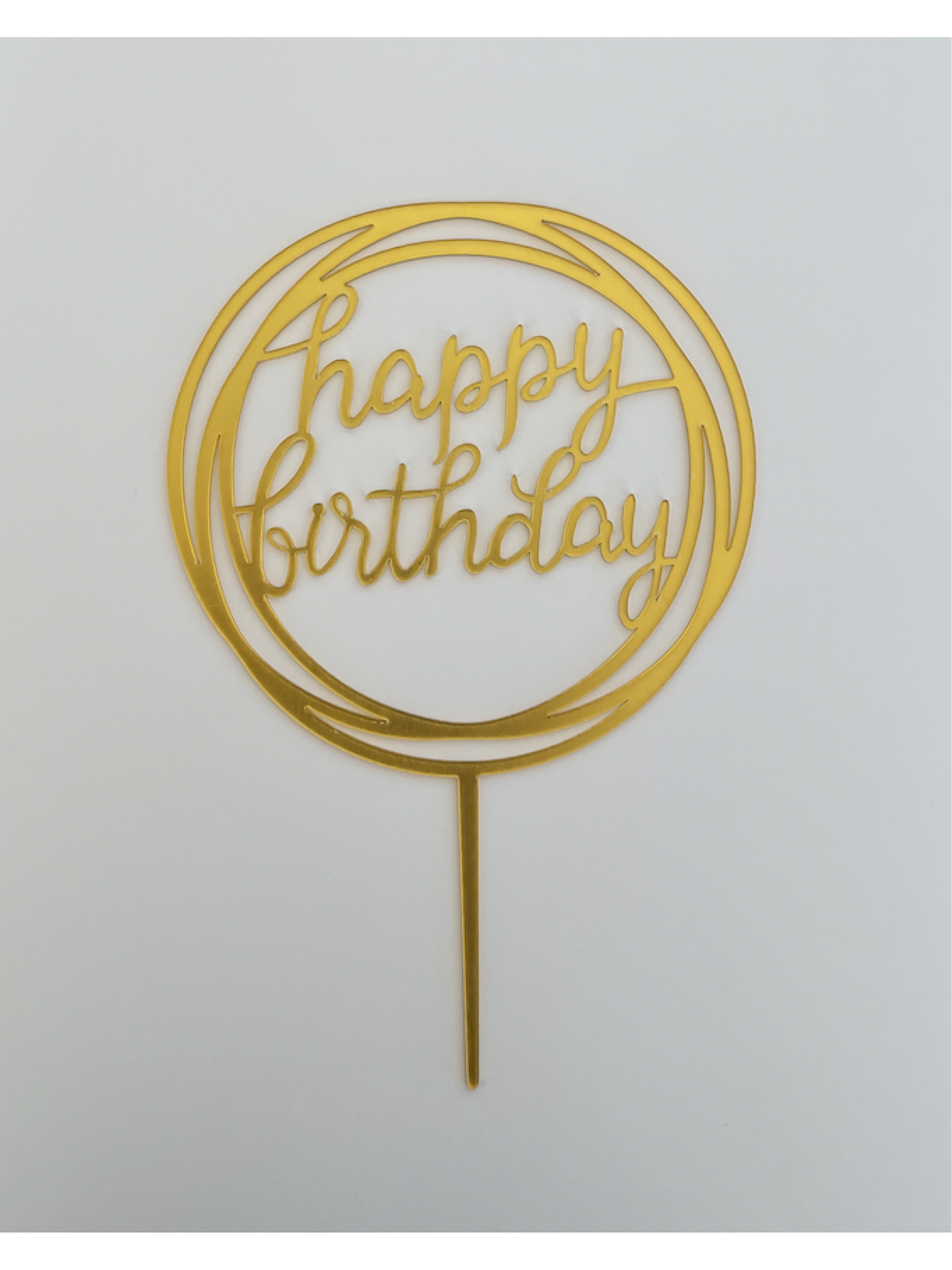 "happy birthday" Gold Round Topper