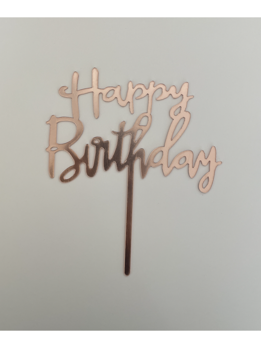 "Happy Birthday" Metallic Pink Topper