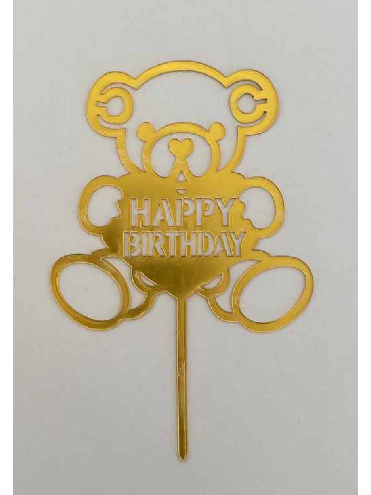 "HAPPY BIRTHDAY" Gold Bear Topper