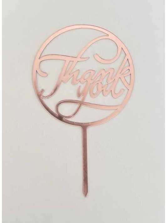 "Thank you" Metallic Pink Round Topper