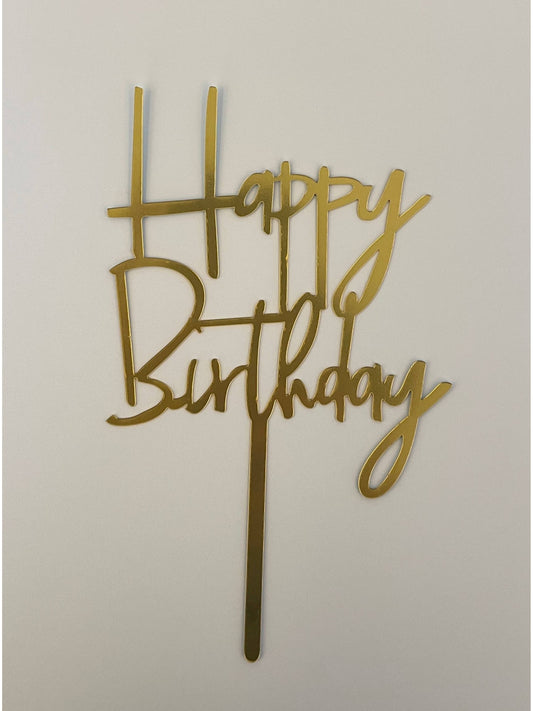 "Happy Birthday" Gold Topper