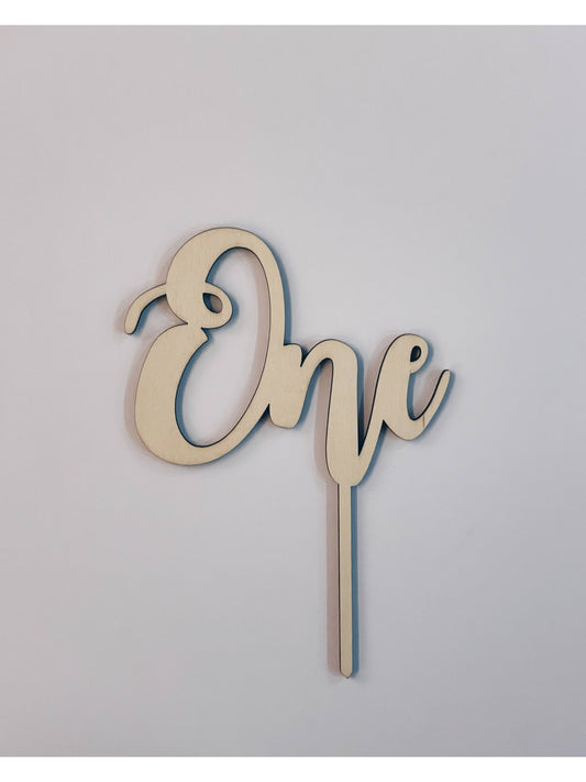"One" Wooden Topper